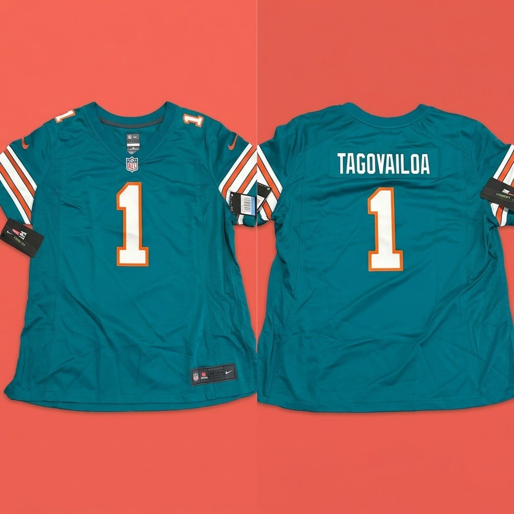 NWT Nike Tua Tagovailoa Miami Dolphins Aqua Game Jersey Womens Size XL